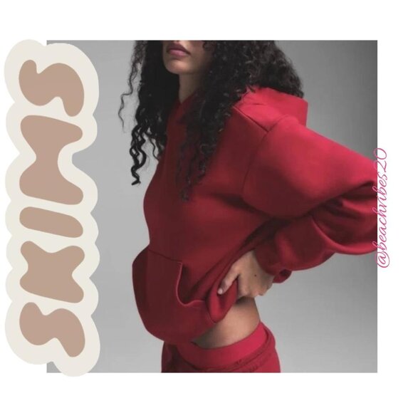 SKIMS Cotton Fleece Classic Pullover Hoodie Brick Medium NWT - Picture 2 of 4